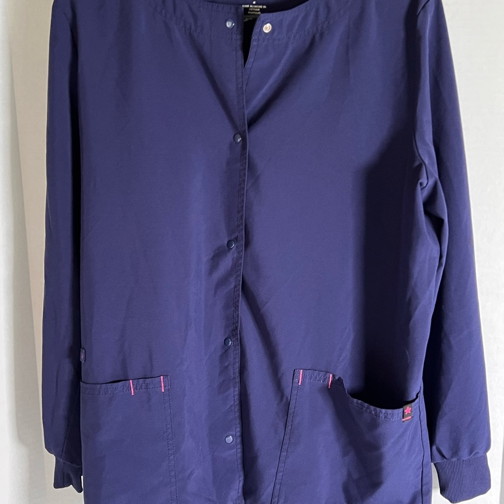 Scrubstar Navy Blue Button-Up Scrub Jacket - Sz Med